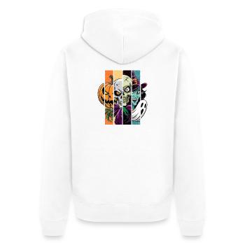 Halloween Monsters: Witch, Ghost, Skeleton, Skull. - Unisex Premium Organic Zip Hoodie - white - Back - Thijin (182cm)