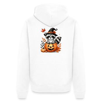 Raton laveur d’Halloween à la citrouille : Doux plaisir effrayant - Veste à capuche bio Premium Unisexe - blanc - Dos - Thijin (182cm)