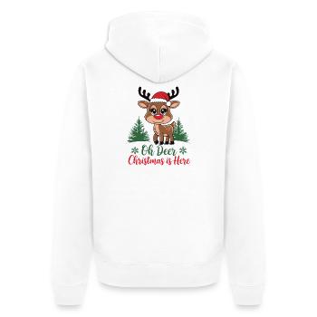 Oh Deer Christmas is Here - Unisex Premium Bio Zip Hoodie - Weiß - Hinten - Thijin (182cm)