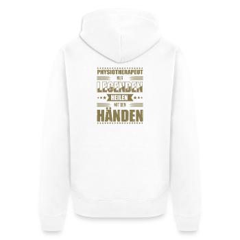 Physiotherapeut Geschenkideen - Unisex Premium Bio Zip Hoodie - Weiß - Hinten - Thijin (182cm)