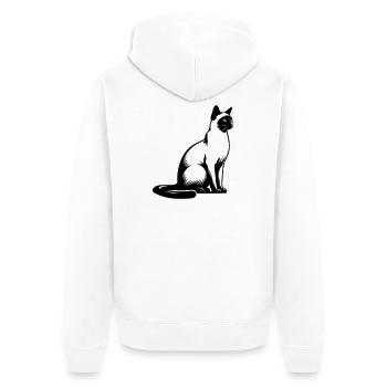Siamkatze - Unisex Premium Bio Zip Hoodie - Weiß - Hinten - Thijin (182cm)