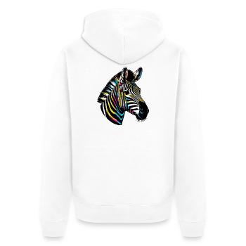 Zebra - Unisex Premium Bio Zip Hoodie - Weiß - Hinten - Thijin (182cm)