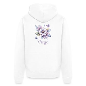 Elegantes Virgo Sternzeichen Aquarell Geschenk - Unisex Premium Bio Zip Hoodie - Weiß - Hinten - Thijin (182cm)