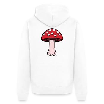 Champignon Fantaisie Rouge et Blanc - Veste à capuche bio Premium Unisexe - blanc - Dos - Thijin (182cm)