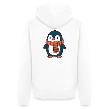 Pinguin - Unisex Premium Bio Zip Hoodie - Weiß - Hinten - Thijin (182cm)
