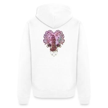 In the Embrace of the Heart. - Unisex Premium Organic Zip Hoodie - white - Back - Thijin (182cm)