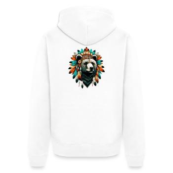 American Indian Bear American Redskin - Unisex Premium Organic Zip Hoodie - white - Back - Thijin (182cm)
