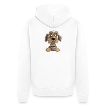 Drôle de teckel I teckel I chien teckel à poil dur - Veste à capuche bio Premium Unisexe - blanc - Dos - Thijin (182cm)