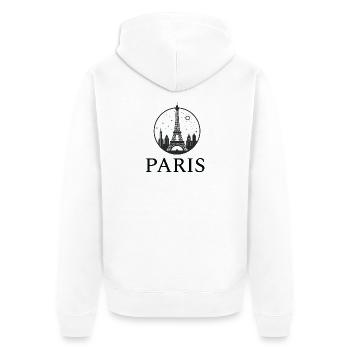 Paris Eiffel Tower silhouette in a circle - Unisex Premium Organic Zip Hoodie - white - Back - Thijin (182cm)