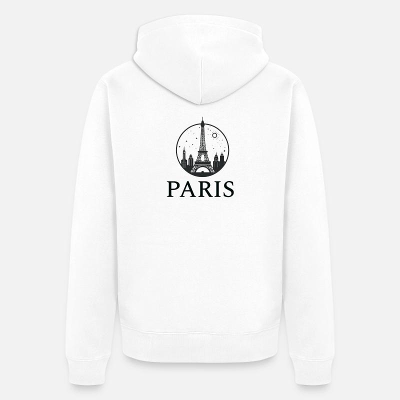 Silhouette de la tour Eiffel de Paris en cercle - Veste à capuche bio Premium Unisexe - blanc