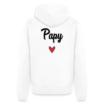 PAPY. FÊTE DES PÈRES. BONNE FÊTE PAPY. JE T'AIME. - Veste à capuche bio Premium Unisexe - blanc - Dos - Thijin (182cm)
