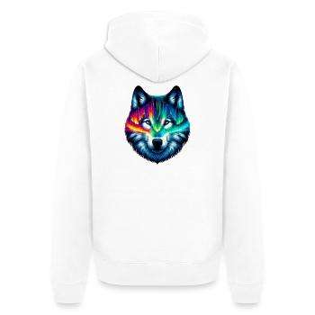 Wolf - Unisex Premium Bio Zip Hoodie - Weiß - Hinten - Thijin (182cm)