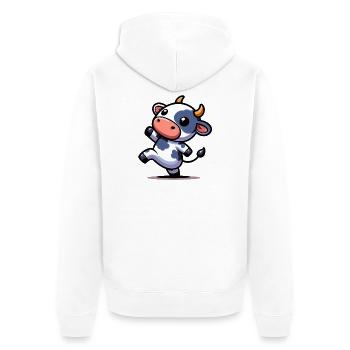 Kuh - Unisex Premium Bio Zip Hoodie - Weiß - Hinten - Thijin (182cm)