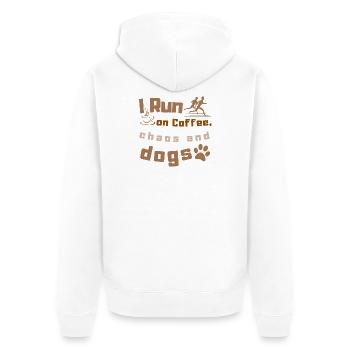 Run on Coffee and Chaos T-Shirt - Unisex Premium Organic Zip Hoodie - white - Back - Thijin (182cm)