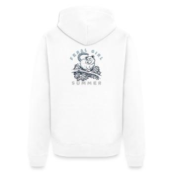 Feral Girl Summer Opossum Illustration - Unisex Premium Organic Zip Hoodie - white - Back - Thijin (182cm)
