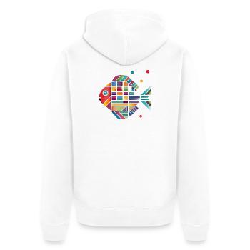 poisson coloré – Un design vif pour un style frais - Veste à capuche bio Premium Unisexe - blanc - Dos - Thijin (182cm)