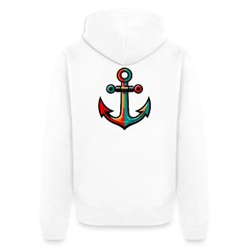Ein Anker - Unisex Premium Bio Zip Hoodie - Weiß - Hinten - Thijin (182cm)