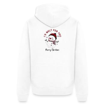 Süßer Weihnachtsschneemann, den ich für dich schmelzen würde - Unisex Premium Bio Zip Hoodie - Weiß - Hinten - Thijin (182cm)