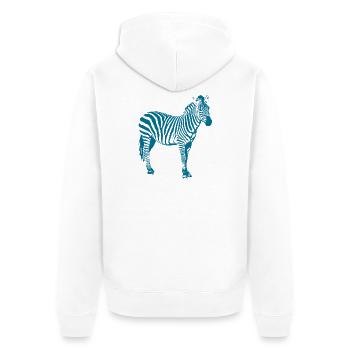 Zebra - Unisex Premium Bio Zip Hoodie - Weiß - Hinten - Thijin (182cm)
