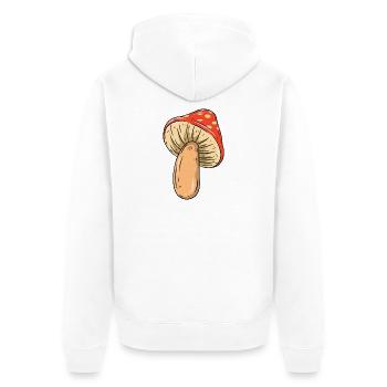 Mushroom - Unisex Premium Organic Zip Hoodie - white - Back - Thijin (182cm)