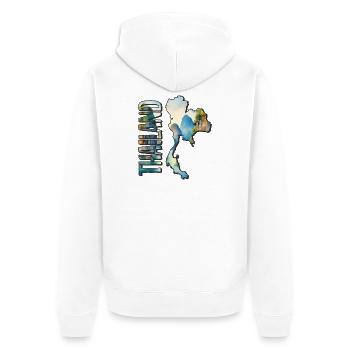Aquarell Landkarte Thailand - Unisex Premium Bio Zip Hoodie - Weiß - Hinten - Thijin (182cm)