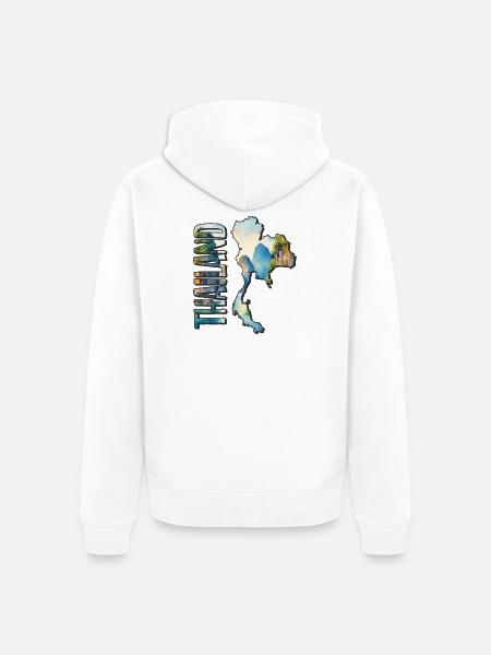 Aquarell Landkarte Thailand - Unisex Premium Bio Zip Hoodie - Weiß