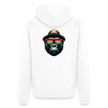 Gorilla - Unisex Premium Organic Zip Hoodie - white - Back - Thijin (182cm)