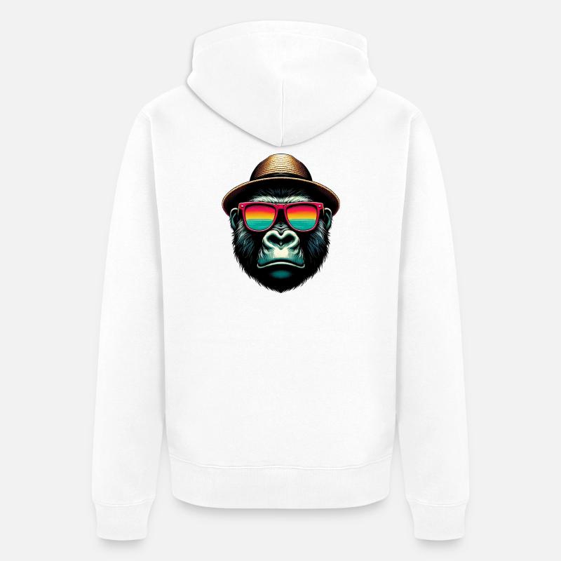 Gorille - Veste à capuche bio Premium Unisexe - blanc