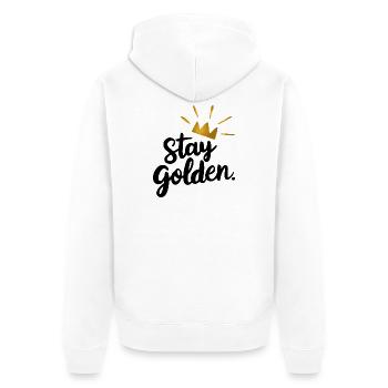 Stay Golden Motivation - Unisex Premium Organic Zip Hoodie - white - Back - Thijin (182cm)