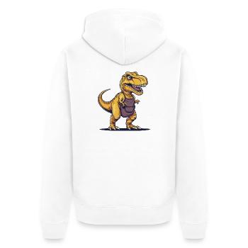 Dinosaure humoristique avec tablier - Veste à capuche bio Premium Unisexe - blanc - Dos - Thijin (182cm)