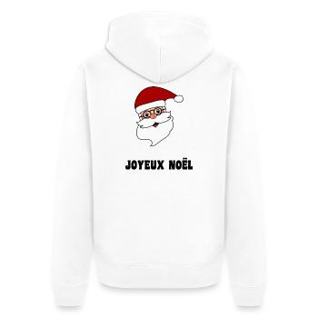 PÈRE NOËL. NOËL. JOYEUX NOËL. MERRY CHRISTMAS - Veste à capuche bio Premium Unisexe - blanc - Dos - Thijin (182cm)
