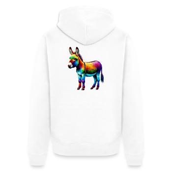 Esel-Maultier - Unisex Premium Bio Zip Hoodie - Weiß - Hinten - Thijin (182cm)