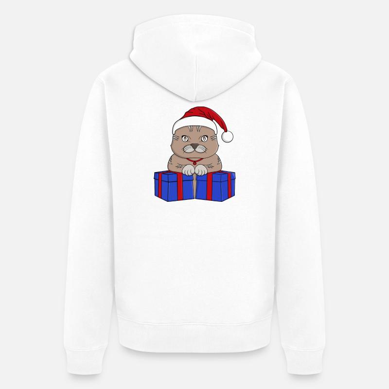 Mignon chat Père Noël - Veste à capuche bio Premium Unisexe - blanc