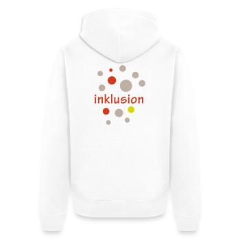 Inklusion - Unisex Premium Bio Zip Hoodie - Weiß - Hinten - Thijin (182cm)