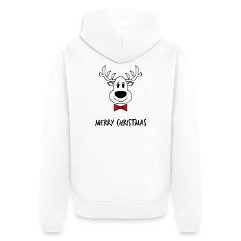 WEIHNACHTEN. FROHE WEIHNACHTEN. FROHE WEIHNACHTEN. NEUJAHRSTAG - Unisex Premium Bio Zip Hoodie - Weiß - Hinten - Thijin (182cm)