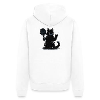 Tennis de table chat ping-pong chat noir Tenue de papa - Veste à capuche bio Premium Unisexe - blanc - Dos - Thijin (182cm)