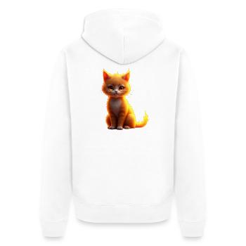 Flammenkatze Fantasie - Unisex Premium Bio Zip Hoodie - Weiß - Hinten - Thijin (182cm)