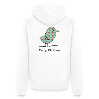 WEIHNACHTEN. FROHE WEIHNACHTEN. FROHE WEIHNACHTEN. WEIHNACHTSMANN - Unisex Premium Bio Zip Hoodie - Weiß - Hinten - Thijin (182cm)