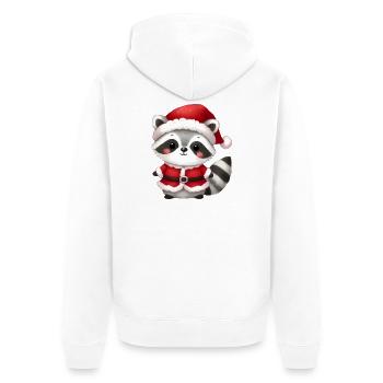 Waschbär in Santa-Kostüm – Süßes Weihnachtsmotiv - Unisex Premium Bio Zip Hoodie - Weiß - Hinten - Thijin (182cm)