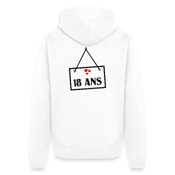 18. 18 ANS. 18e ANNIVERSAIRE. ANNIVERSAIRE 18 ANS. - Veste à capuche bio Premium Unisexe - blanc - Dos - Thijin (182cm)