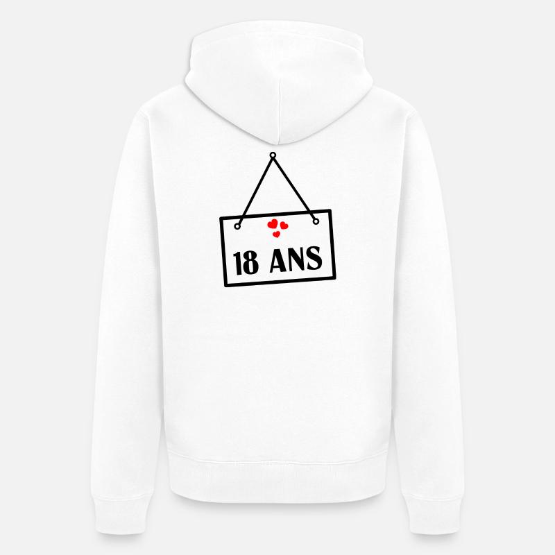 18. 18 ANS. 18e ANNIVERSAIRE. ANNIVERSAIRE 18 ANS. - Veste à capuche bio Premium Unisexe - blanc