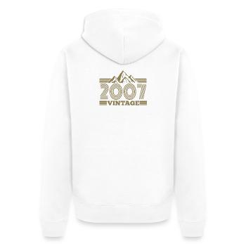 Geburtstag Jahrgang 2007 Retro Natur Berge - Unisex Premium Bio Zip Hoodie - Weiß - Hinten - Thijin (182cm)