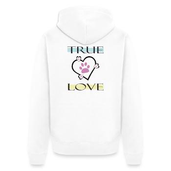 True Love Paw Print - Unisex Premium Organic Zip Hoodie - white - Back - Thijin (182cm)