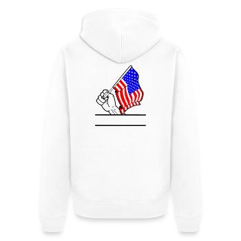 Flag USA transparent fist text space - Unisex Premium Organic Zip Hoodie - white - Back - Thijin (182cm)