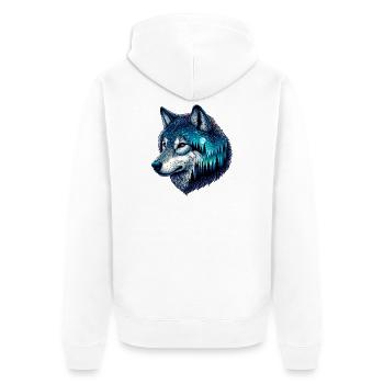 Wolf - Unisex Premium Organic Zip Hoodie - white - Back - Thijin (182cm)