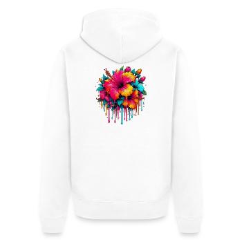 Hibiskusblüten - Unisex Premium Bio Zip Hoodie - Weiß - Hinten - Thijin (182cm)