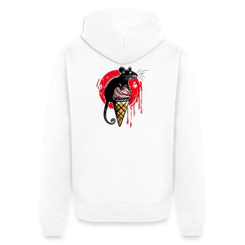 Ratte auf Eis – Street Art Tattoo Style - Unisex Premium Bio Zip Hoodie - Weiß - Hinten - Thijin (182cm)