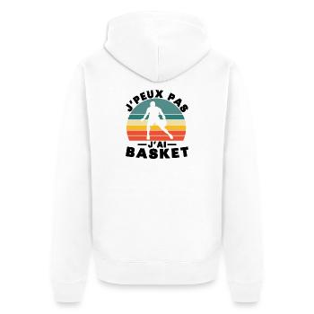 Ich kann kein Basketball-Humor-Geschenk haben - Unisex Premium Bio Zip Hoodie - Weiß - Hinten - Thijin (182cm)