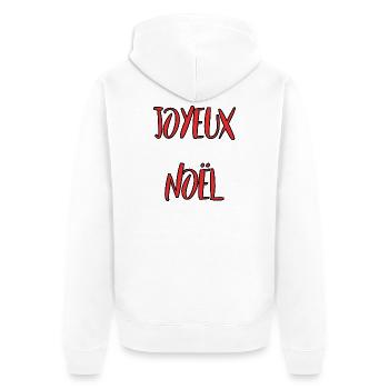 WEIHNACHTEN. FROHE WEIHNACHTEN. FROHE WEIHNACHTEN. NEUJAHRSTAG - Unisex Premium Bio Zip Hoodie - Weiß - Hinten - Thijin (182cm)