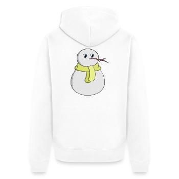 Schneemann mit gelbem Schal - Unisex Premium Bio Zip Hoodie - Weiß - Hinten - Thijin (182cm)